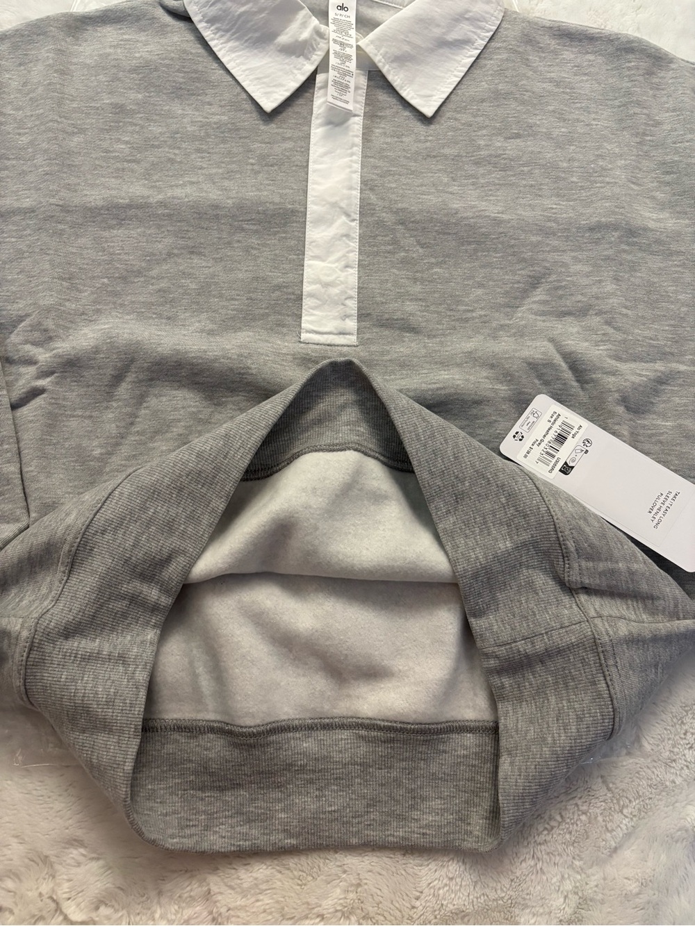 Alo Take it easy Henley Pullover Sweatshirt Athletic heather grey size small NWT - Picture 2 of 7